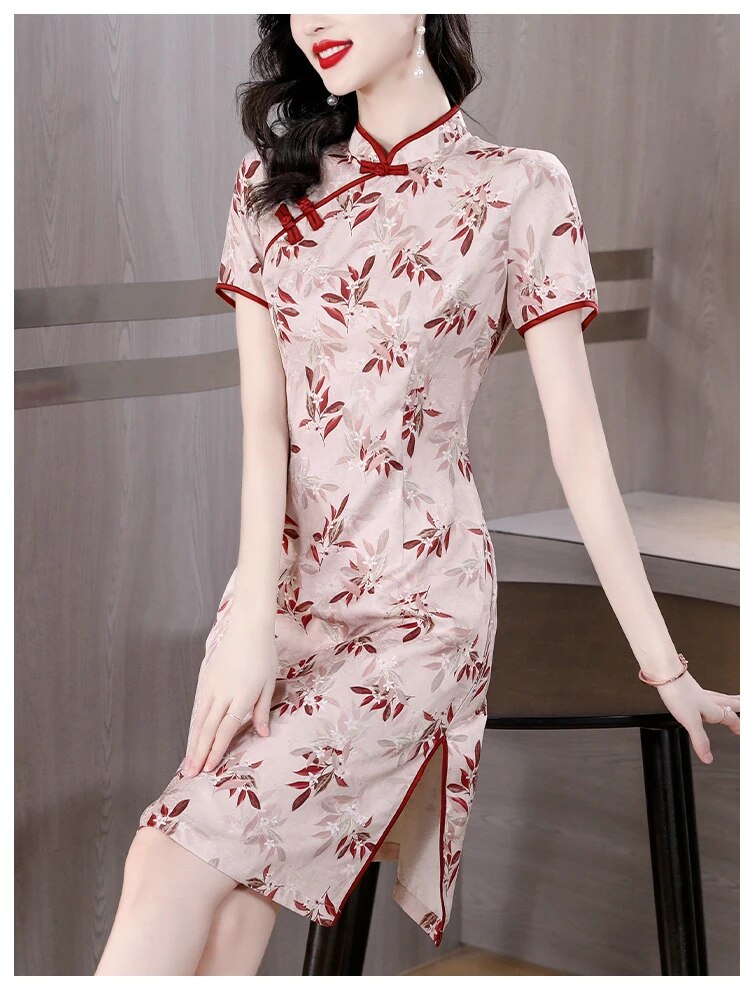 Chinese Dress Pink Flowers