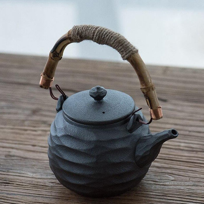 Théière En Céramique Rotative Avec 4 Tasses - Design élégant, Multi-usages, Pour Maison Ou Restaurant