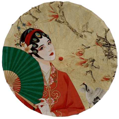 Ombrelle Chinoise Femme à l'Éventail 