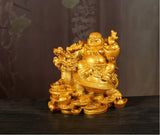 Statue Chinoise Bouddha et Tortue Dragon doré