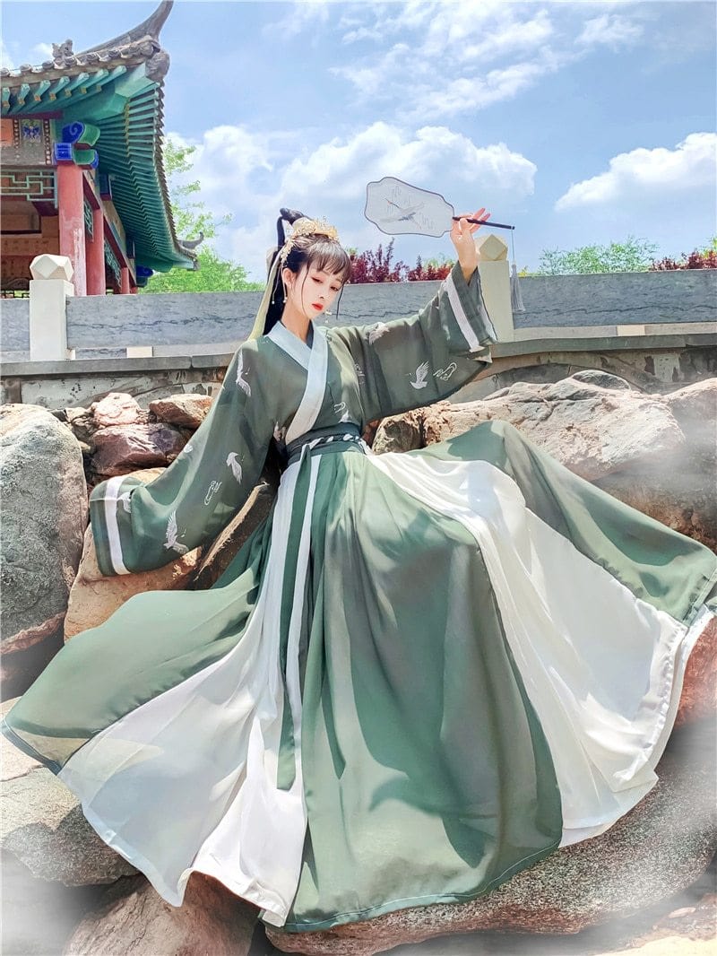 Green and White Hanfu