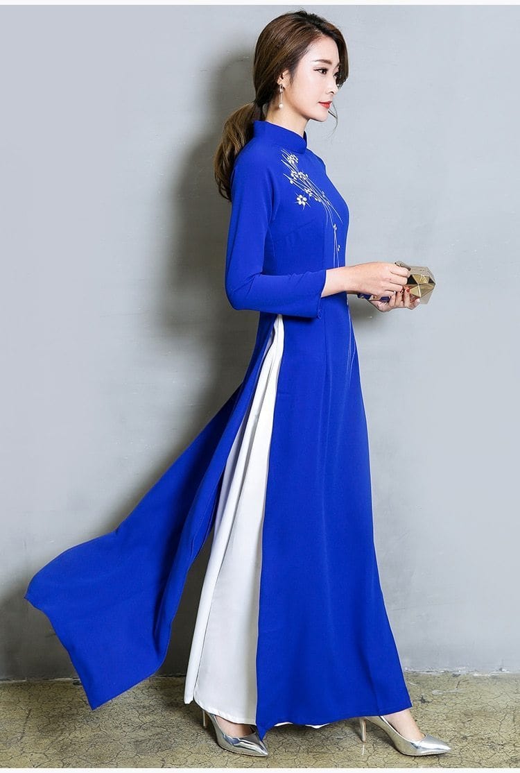 chinese dress blue High end Chinese dress, tube top Cheongsam, prom long Cheongsam Pink / Custom made ( See details below) main image 1