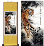 Tableau Chinois <br> Tigre 100cmx30cm / Fond Jaune