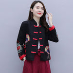 Veste Chinoise Femme <br> Noire et Rouge