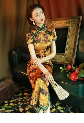 Gold Chinese Dress | Mandarin Factory Gold Chinese Dress | Mandarin Factory