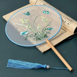 Pyöreä kiinalainen tuuletin <br> Sininen lintu