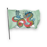 Drapeau chinois dragon cyan