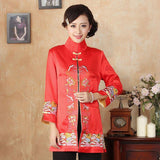 Veste Chinoise Femme Tang rouge