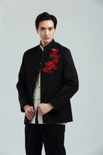Veste Chinoise Homme Dragon Rouge mao