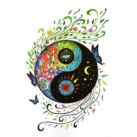 Tatouage Ying Yang Fleurs 