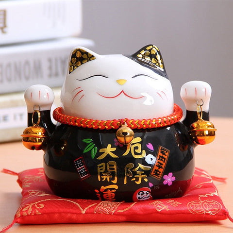 Décoration de chat porte-bonheur chinois avec bras ondulant Statue à Décoration de chat porte-bonheur chinois avec bras ondulant Statue à