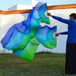 Éventails Chinois <br> de Danse Bleus et Verts 120x90cm