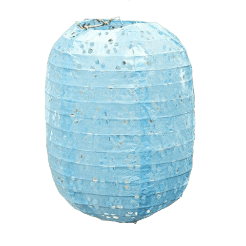 Lanterne Chinoise <br> Cylindrique Ajourée Bleue