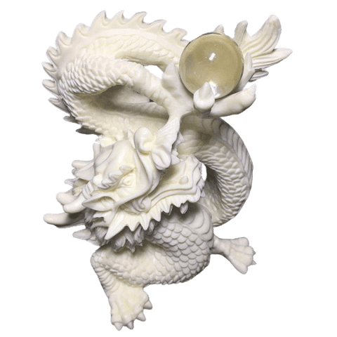 Statue Chinoise Dragon Blanc