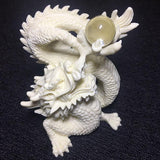 Statue Chinoise Dragon Blanc boule