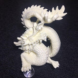 Statue Chinoise Dragon Blanc fibre végétal