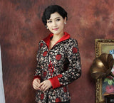 Veste Chinoise Femme Symbole de Bonheur rouge