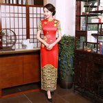 Robe Chinoise Fleurs Jaunes rouge