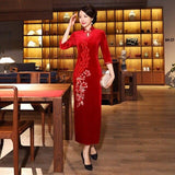 Robe Chinoise Velours Classe rouge