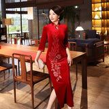 Robe Chinoise Velours Classe rouge mandarin