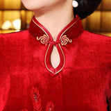 Robe Chinoise Velours Classe col mao