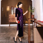 Robe Chinoise Velours Classe violet