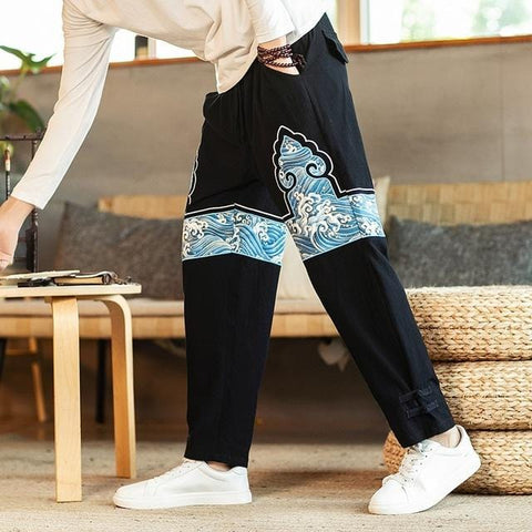 Pantalon Chinois Design bleu