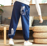Pantalon Chinois Poissons bleu