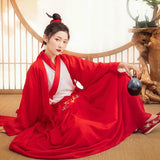 Hanfu Kimono Rouge art martiaux