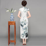 Robe Chinoise Fleurs Blanche dos