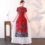 Robe Chinoise Tunique Rouge blanche