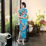 Robe Chinoise <br> à Fleurs Bleu Ciel / S