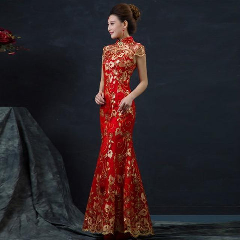 Red and Black Chinese Dress | Mandarin Factory Red and Black Chinese Dress | Mandarin Factory