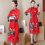 Robe Chinoise <br> en Coton Rouge / S