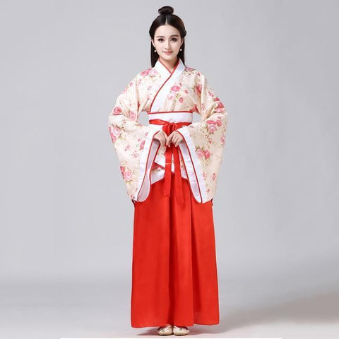 Robe Chinoise <br> Kimono Blanc et Rouge / S