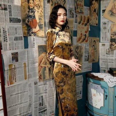 Gold Chinese Dress | Mandarin Factory Gold Chinese Dress | Mandarin Factory