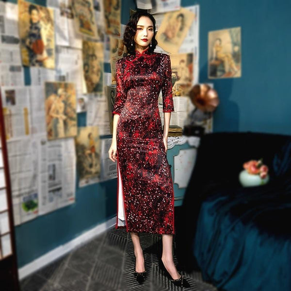 Red and Black Chinese Dress