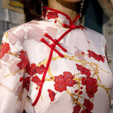 Robe Chinoise Fleurs Rouges cola mao
