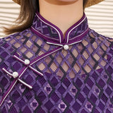 Robe Chinoise Violette col mao
