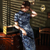 Robe Chinoise Haute Couture bleu