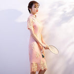 Robe Chinoise Rose Pale eventail