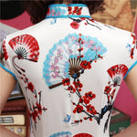Robe Chinoise Blanche Éventail fermeture