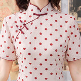 Robe Chinoise à Pois col mao