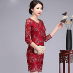 Robe Chinoise Col en V rouge