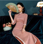 Robe Chinoise Rose Pastel eventail