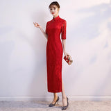 Robe Chinoise Unie rouge classe