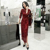 Robe Chinoise à Dentelle Chic rouge