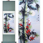 Tableau Chinois <br> Bambou 100cmx30cm / Fond Vert