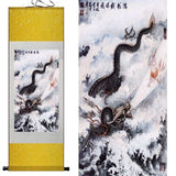 Tableau Chinois <br> Dragon Noir 100cmx30cm / Fond Jaune