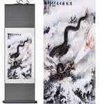 Tableau Chinois <br> Dragon Noir 140cmx45cm / Fond Vert